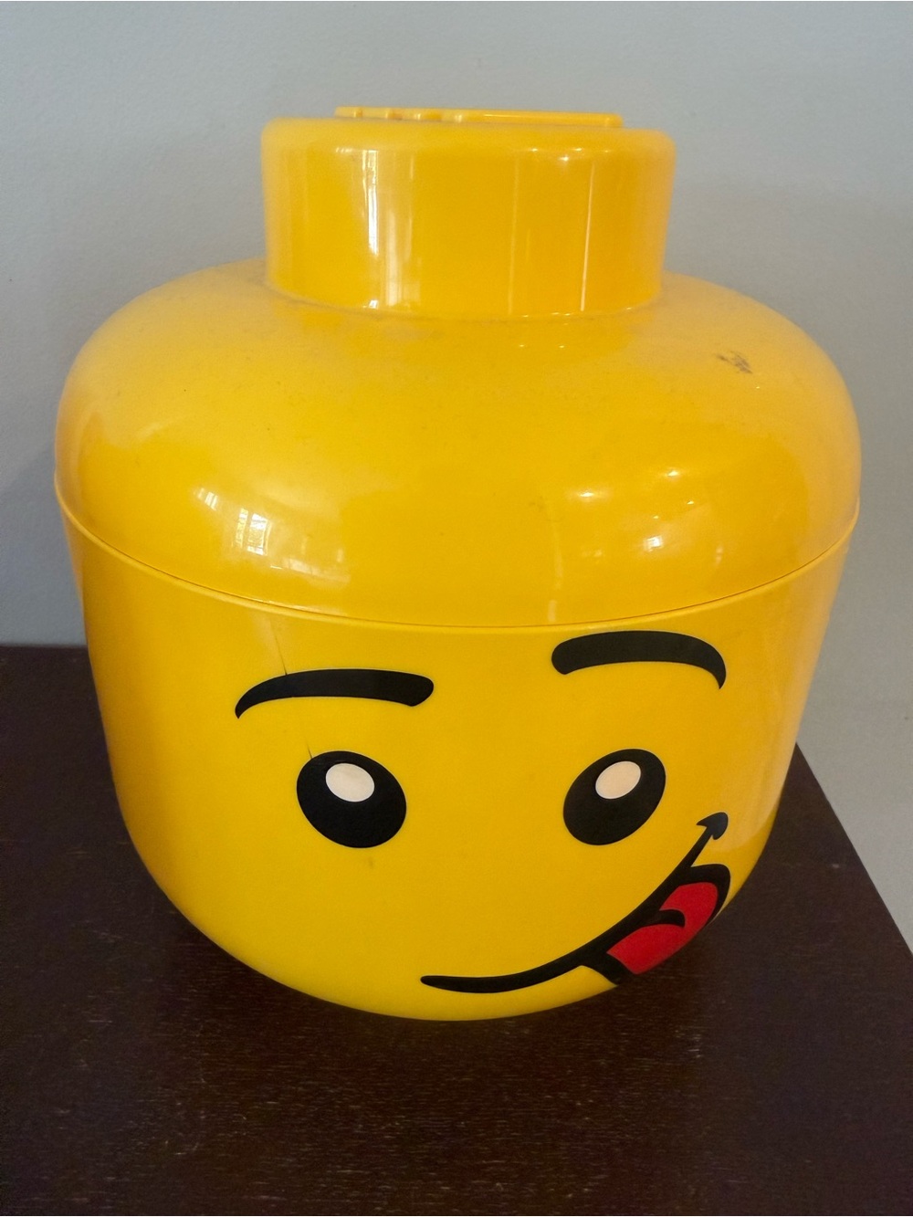 Large Lego Bright Yellow Playful Face Storage Head